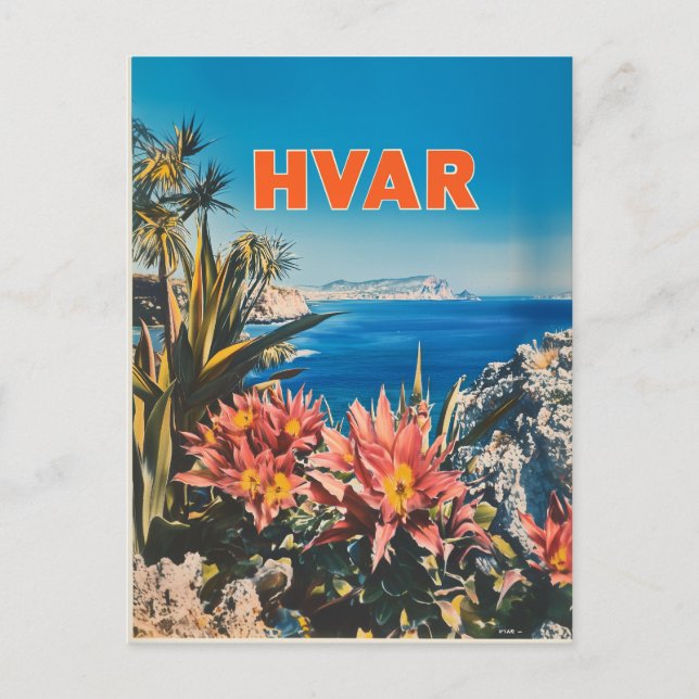 Hvar vintage  postcard (Front)