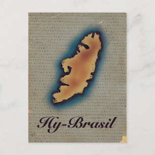 Hy-Brazil Mythological Old Map Postcard