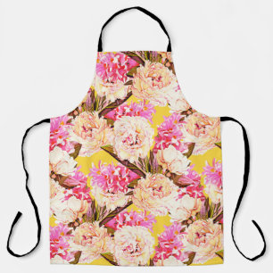 Hyacinth and peonis flowers, seamless pattern. Wat Apron