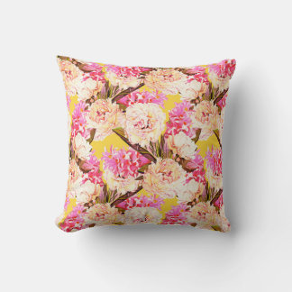 Hyacinth and peonis flowers, seamless pattern. Wat Cushion