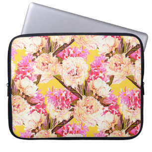 Hyacinth and peonis flowers, seamless pattern. Wat Laptop Sleeve