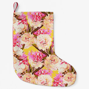 Hyacinth and peonis flowers, seamless pattern. Wat Small Christmas Stocking