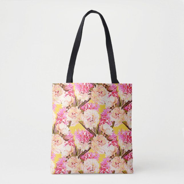 Hyacinth and peonis flowers, seamless pattern. Wat Tote Bag (Front)