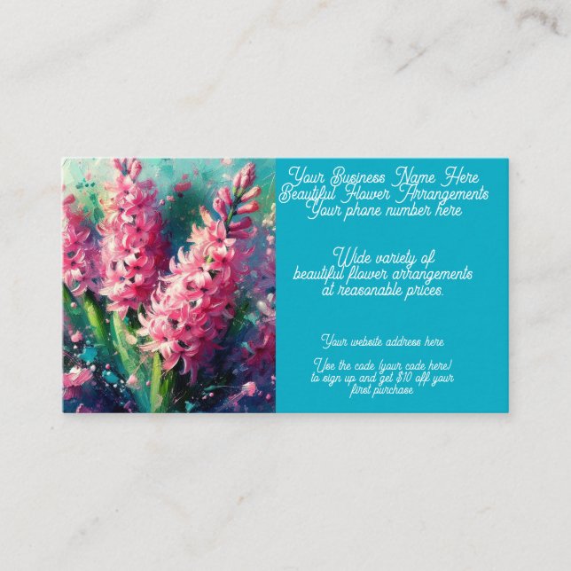 Hyacinth Florist Flower Arrangement Floral Shop Business Card (Front)