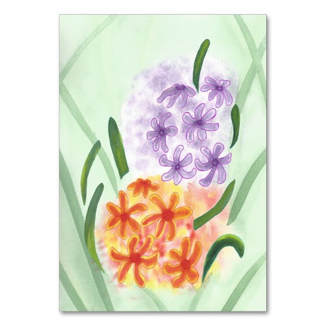 Hyacinth Flowers Custom Reading Flashcards Table Number (Front)