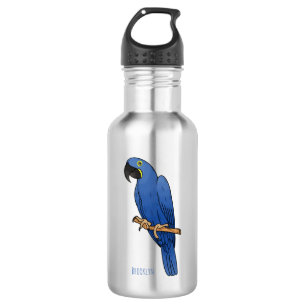 Hyacinth macaw bird cartoon illustration 532 ml water bottle