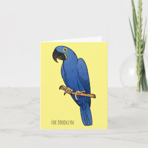 Hyacinth macaw bird cartoon illustration card