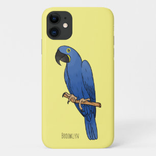 Hyacinth macaw bird cartoon illustration iPhone 11 case