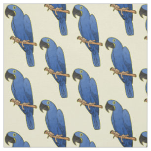 Hyacinth macaw bird cartoon illustration  fabric