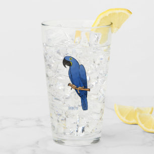 Hyacinth macaw bird cartoon illustration  glass