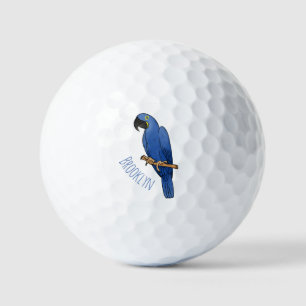 Hyacinth macaw bird cartoon illustration golf balls