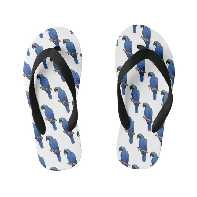 Hyacinth macaw bird cartoon illustration  kid's thongs (Footbed)