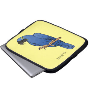 Hyacinth macaw bird cartoon illustration  laptop sleeve