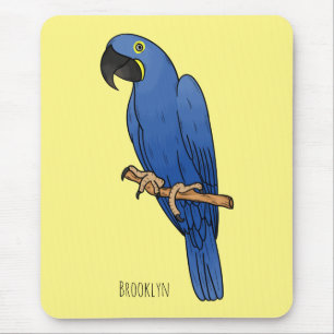 Hyacinth macaw bird cartoon illustration mouse pad