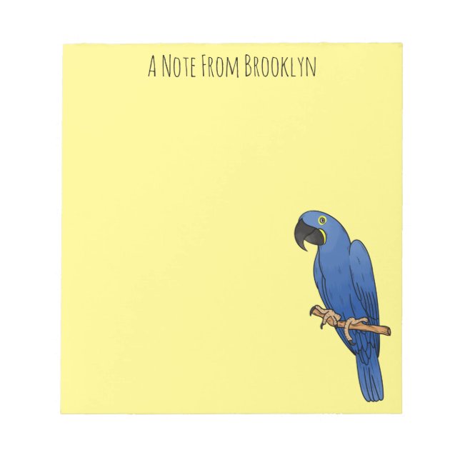Hyacinth macaw bird cartoon illustration  notepad (Front)