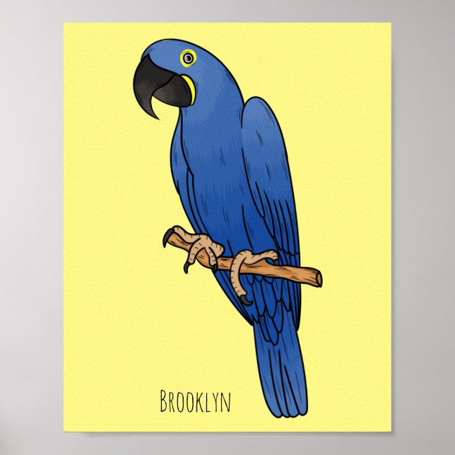 Hyacinth macaw bird cartoon illustration poster (Front)