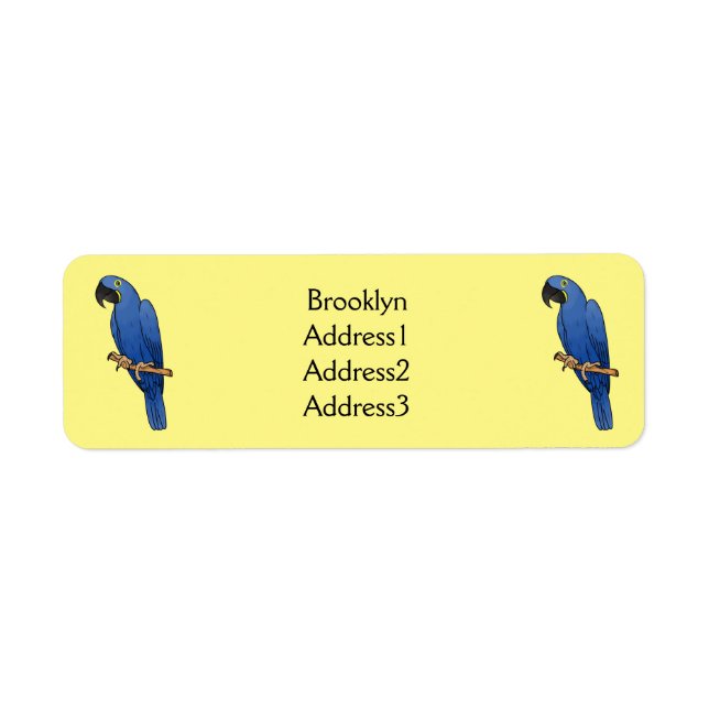 Hyacinth macaw bird cartoon illustration  return address label (Front)