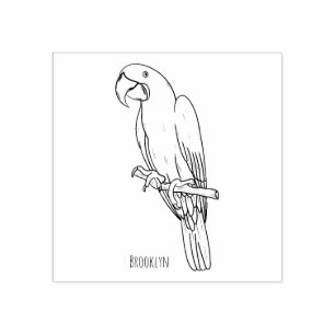 Hyacinth macaw bird cartoon illustration rubber stamp