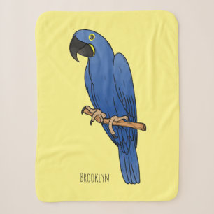 Hyacinth macaw bird cartoon illustration sherpa blanket