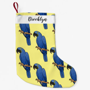 Hyacinth macaw bird cartoon illustration small christmas stocking