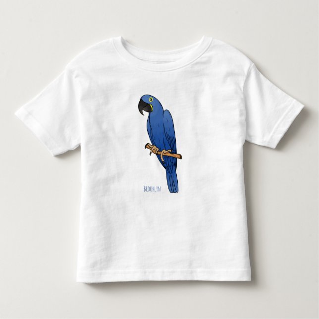 Hyacinth macaw bird cartoon illustration toddler T-Shirt (Front)