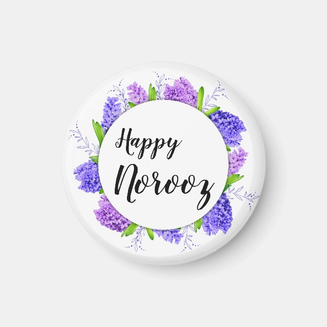 Hyacinth Purple Wreath Happy Norooz New Year Magnet (Front)
