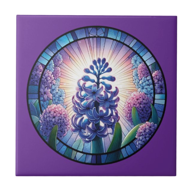 Hyacinth Stained Glass Art Ceramic Tile (Front)