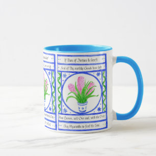 Hyacinths Floral Painting, Inspirational Verse Mug