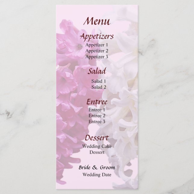 Hyacinths In Love Wedding Menu (Front)