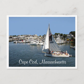 Hyannis Harbour Cape Cod Mass Boats Post Card