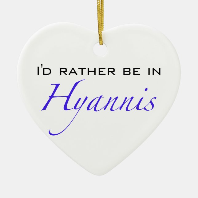 Hyannis MA - Script Ceramic Tree Decoration (Front)