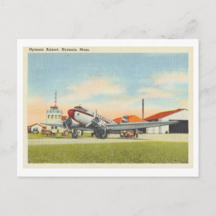 Hyannis Massachusetts Vintage Airport and Aeroplan Postcard