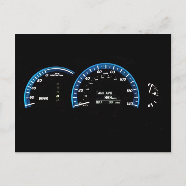 Hybrid Car Instrument Cluster Postcard (Front)