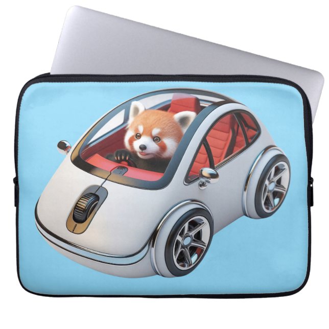  Hybrid PC Mouse – With a Red Panda Driver Laptop Sleeve (Front)