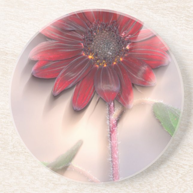 Hybrid sunflower blowing in the wind coaster (Front)