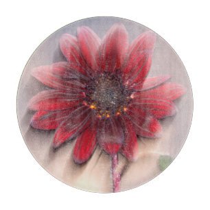 Hybrid sunflower blowing in the wind cutting board