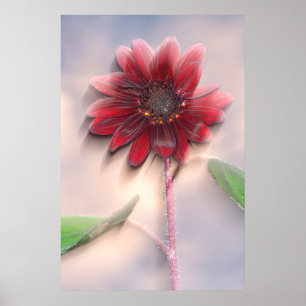 Hybrid sunflower blowing in the wind poster
