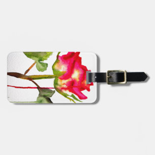 Hybrid Tea Rose watercolor modern flower art Luggage Tag