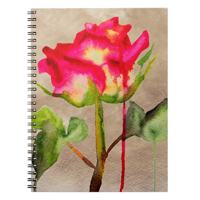 Hybrid Tea Rose watercolour modern flower art Notebook (Front)