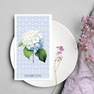 Hydangea Blue Damask Personalised Guest Towel Napkin