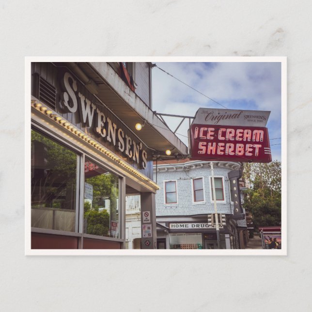 Hyde Street San Francisco Ice Cream Shop Sign Postcard (Front)