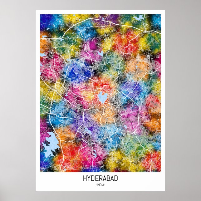 Hyderabad India City Map Poster (Front)