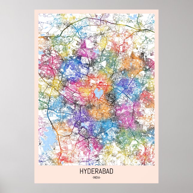 Hyderabad India City Map Poster (Front)