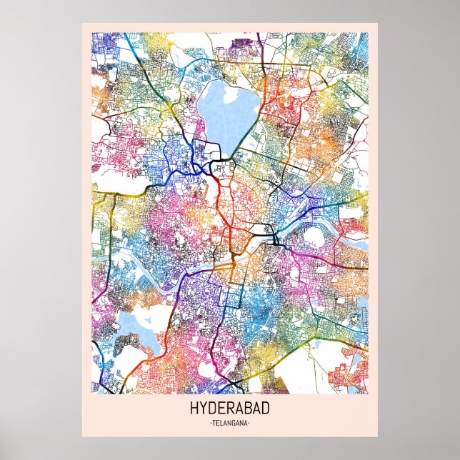 Hyderabad Telangana Map Poster (Front)