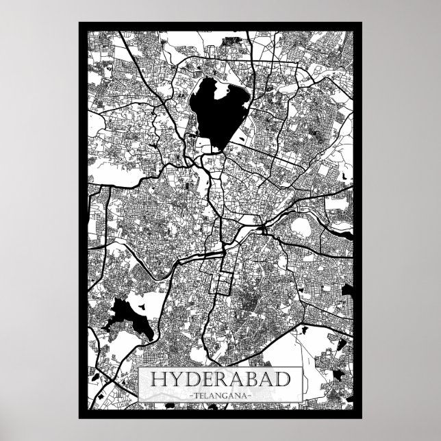 Hyderabad Telangana Map Poster (Front)