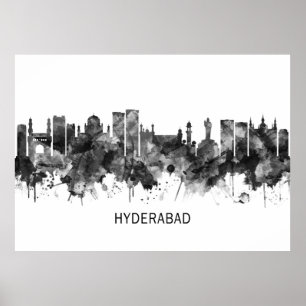 Hyderabad Telangana Skyline BW Poster