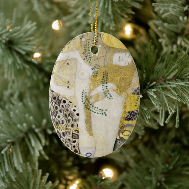 Hydra (aka Water Serpents I) by Gustav Klimt Ceramic Ornament (Tree)