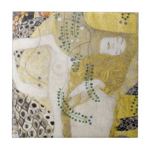 Hydra (aka Water Serpents I) by Gustav Klimt Ceramic Tile