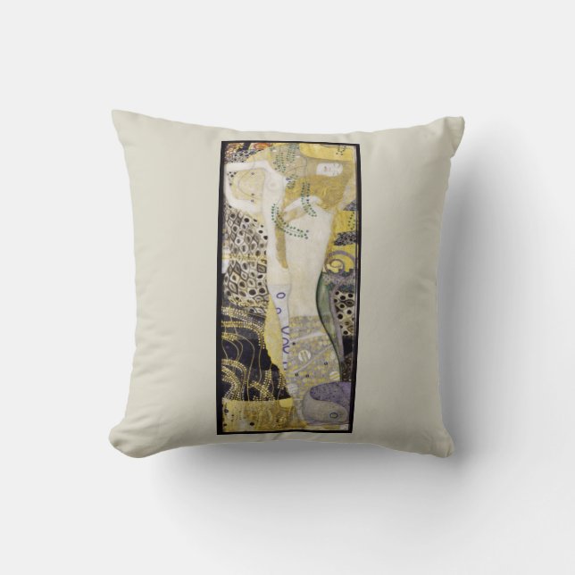Hydra (aka Water Serpents I) by Gustav Klimt Cushion (Front)