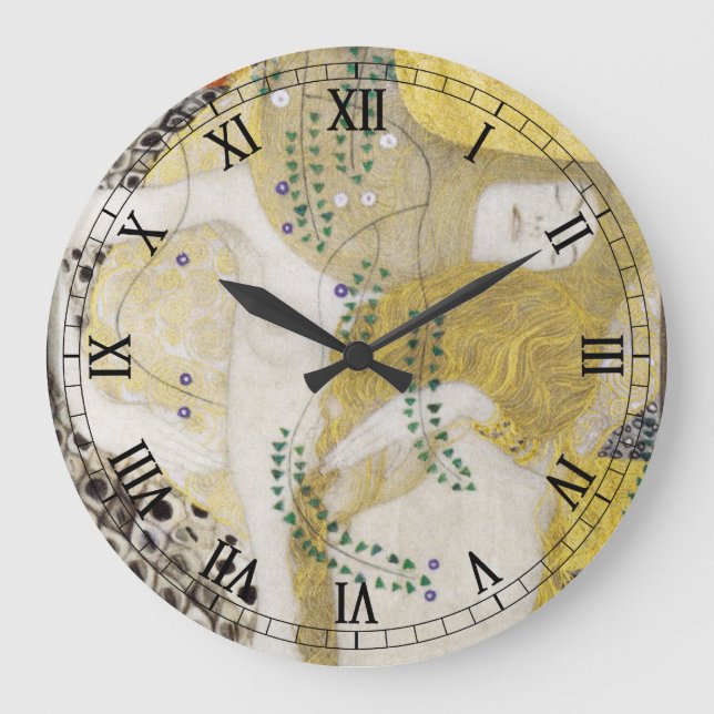 Hydra (aka Water Serpents I) by Gustav Klimt Large Clock (Front)